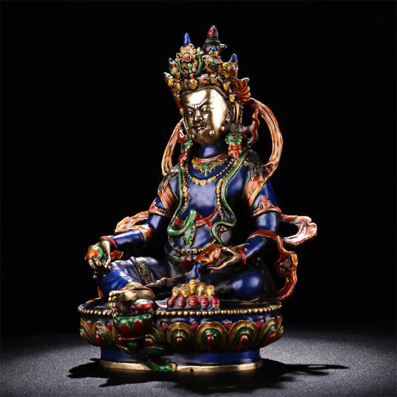 Buddha Stones Yellow Jambhala Bodhisattva Figurine Serenity Copper Statue Home Decoration
