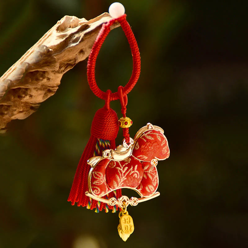 Buddha Stones Year Of The Horse Embroidery Freedom Key Chain