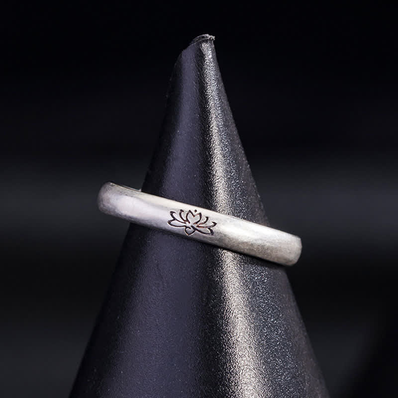 Buddha Stones 925 Sterling Silver Lotus Flower Enlightenment Ring