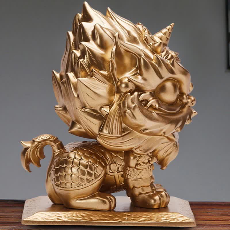 Buddha Stones Lion Statue Strength Resin Home Office Decoration