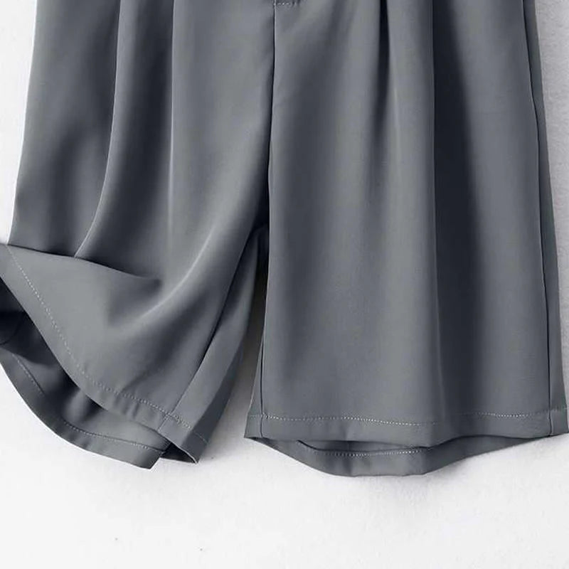 Buddha Stones Summer Casual Zipper Button Loose Plain Cotton Linen Women's Shorts With Pockets