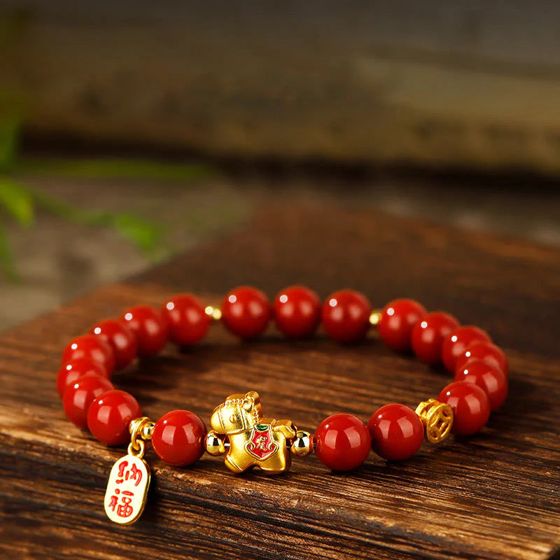 Buddha Stones Year Of The Horse South Red Agate Success Bracelet