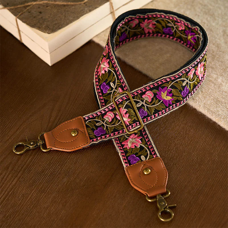 Buddha Stones Bohemian Flower Vine Geometric Embroidery Adjustable Handbags Crossbody Shoulder Bag Purse Straps Replacement