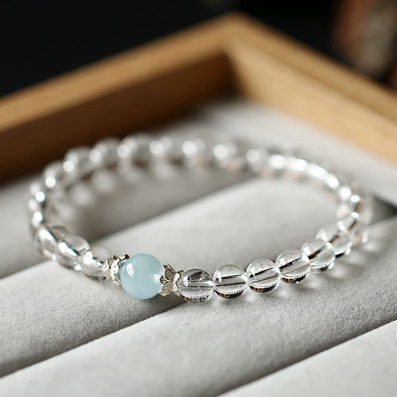 Buddha Stones Natural Clear Quartz Aquamarine Clarity Bracelet