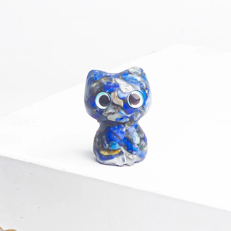 Buddha Stones Crystal Drip Resin Small Cat Purification Decoration Statue
