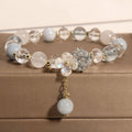 Buddha Stones Aquamarine Yellow Cat's Eye Stone Flower Peace Bracelet