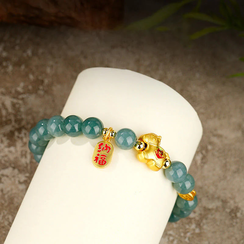 Buddha Stones Year Of The Horse Jade Prosperity Abundance Bracelet