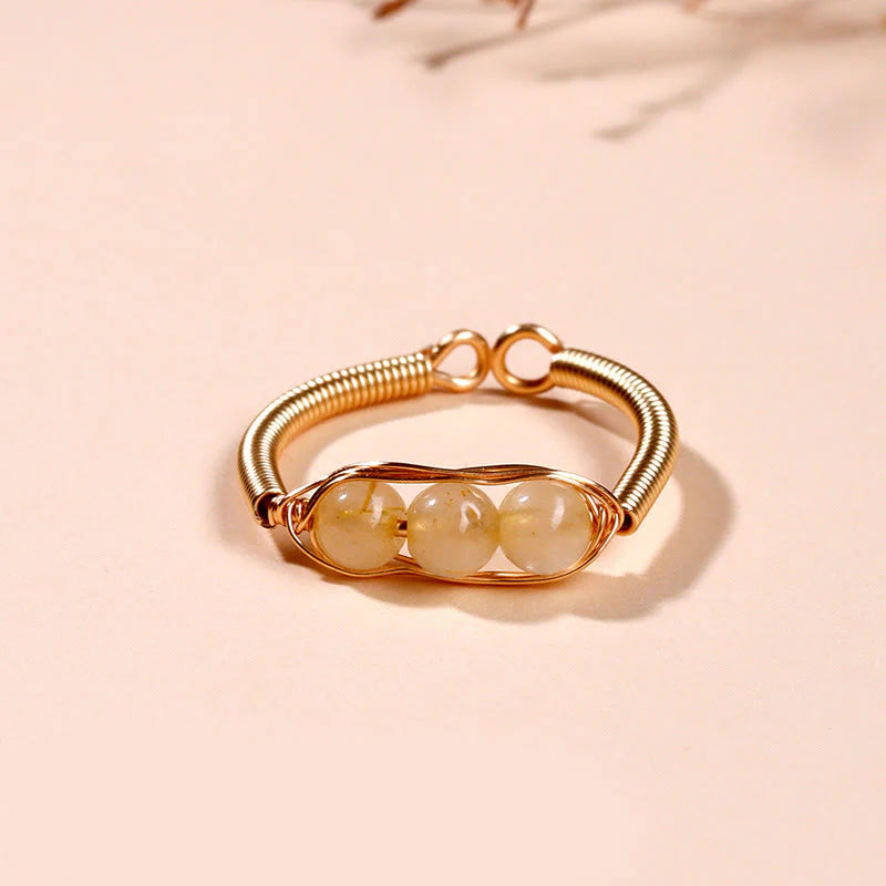 Buddha Stones Natural Stone Bead Alloy Healing Open Ring