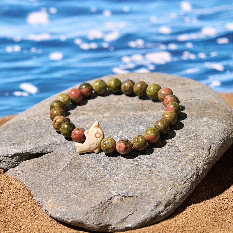 Buddha Stones Natural Various Stones Dolphin Spiritual Balance Bracelet