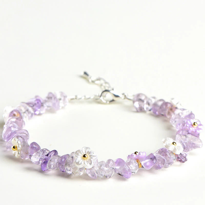 Buddha Stones Natural Aquamarine Peridot Strawberry Quartz Various Crystals Serenity Bracelet