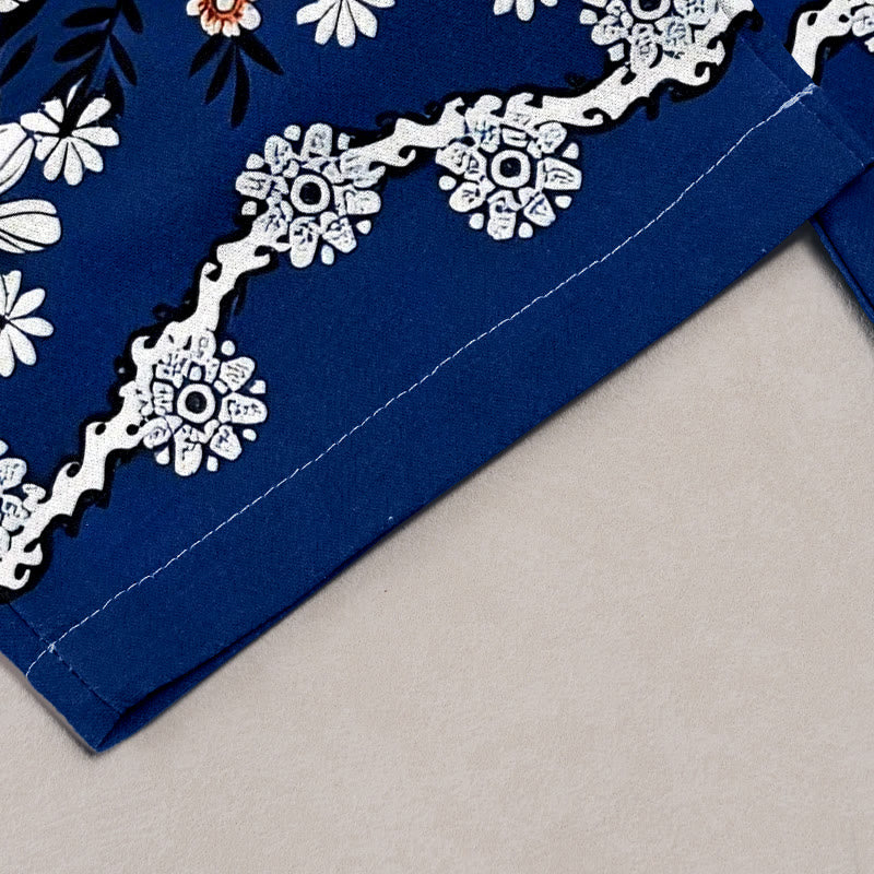 Buddha Stones Pure Cotton Daisy Pattern Women's Elastic Waist Pants With Pockets