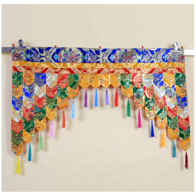 Buddha Stones Tibetan Five Colors Hanging Curtain Prayer Altar Healing Meditation Curtain
