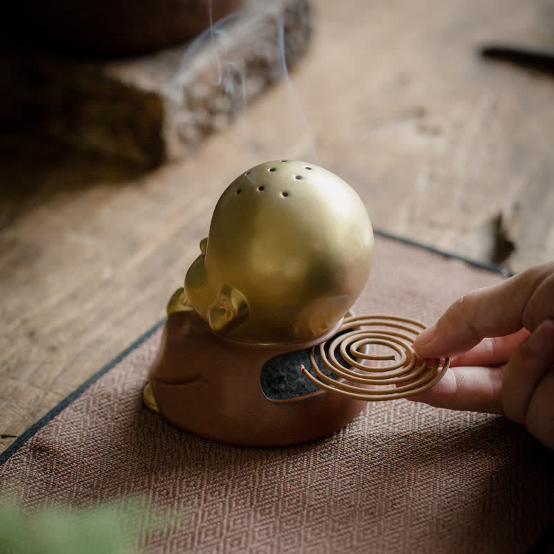 Buddha Stones Little Buddha Laughing Buddha Ceramic Healing Incense Burner
