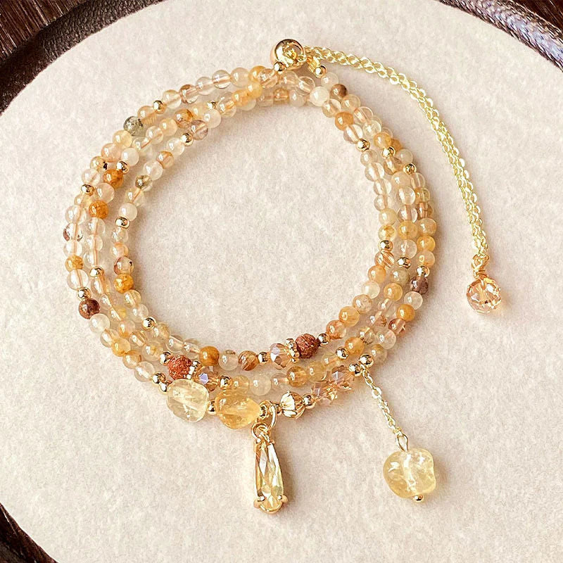 FREE Today: Creativity and Pleasure Natural Citrine Beads Multi Layer Bracelet