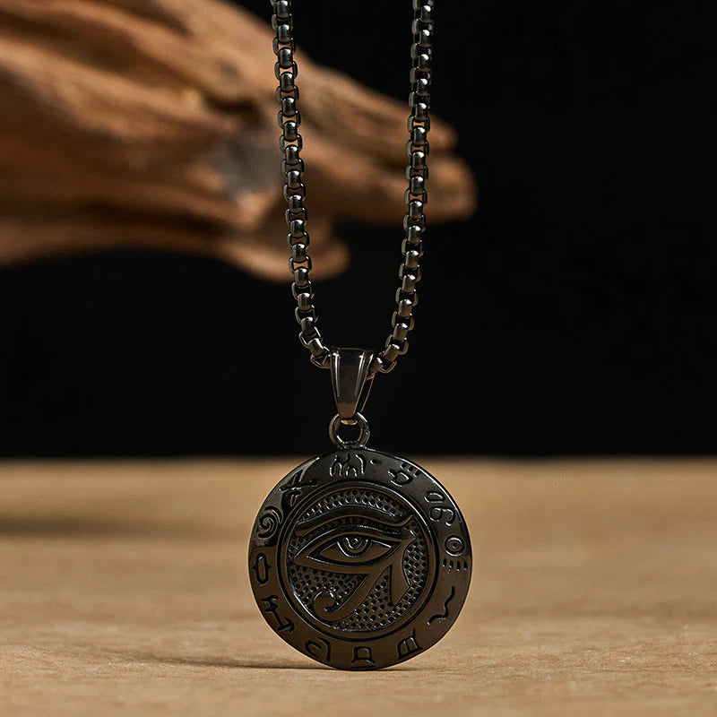 Buddha Stones Titanium Steel Evil Eye Balance Necklace Pendants