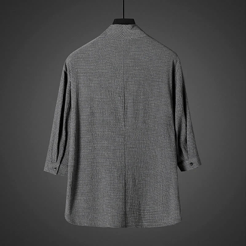Buddha Stones Casual V-Neck Three Quarter Sleeve Men's Shirt