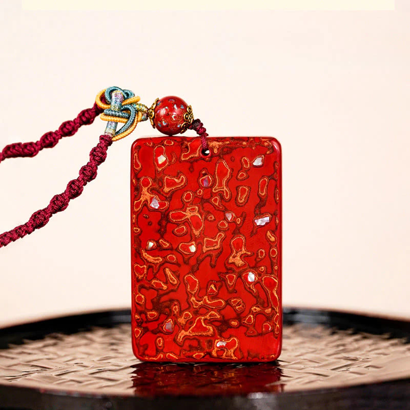 Buddha Stones Handcrafted Lacquer Craft Sandalwood Protection Pendant Necklace