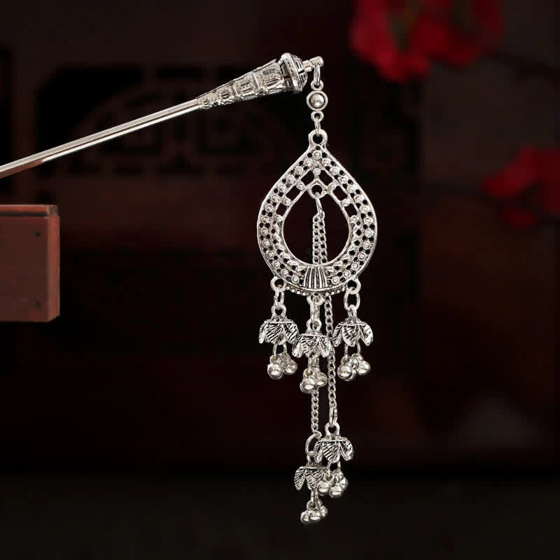 Buddha Stones Water Drop Lily of the Valley Flowers Tassels Confidence Hairpin