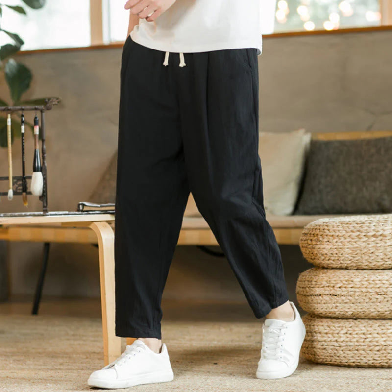 Buddha Stones Summer Men's Cotton Pants With Pockets
