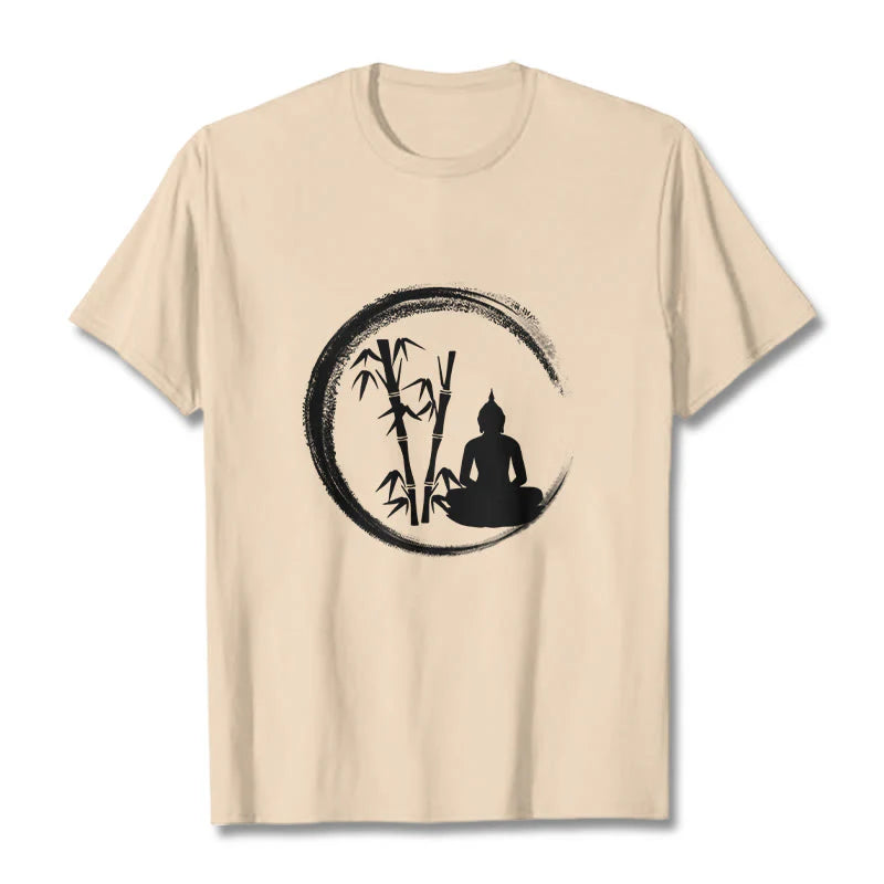 Buddha Stones Zen Buddha Statue Sitting Bamboo Meditation Tee T-shirt