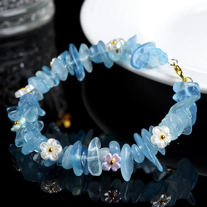 Buddha Stones Natural Aquamarine Peridot Strawberry Quartz Various Crystals Serenity Bracelet