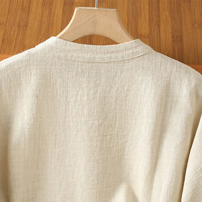 Buddha Stones Casual Frog-button Women's Long Sleeve Cotton Polyester Shirt With Pockets