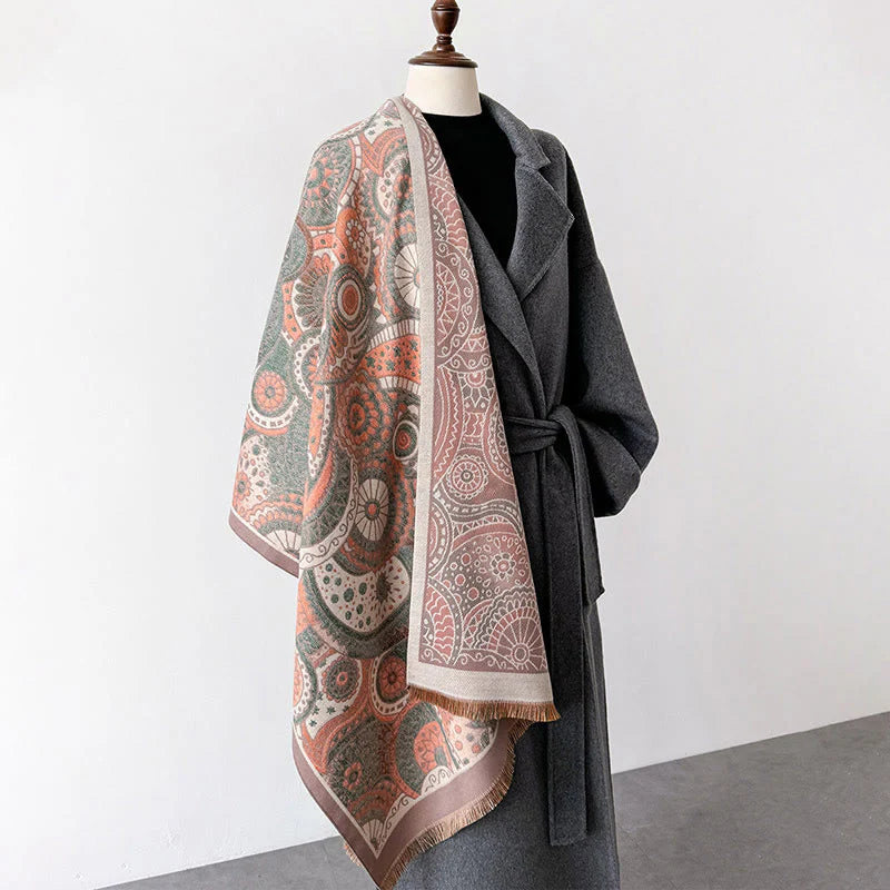 Buddha Stones Winter Ethnic Style Paisley Geometry Pattern Tassels Soft Scarf Shawl