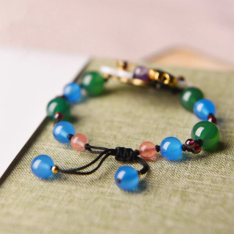 Buddha Stones Agate Shell Flower Support Bracelet
