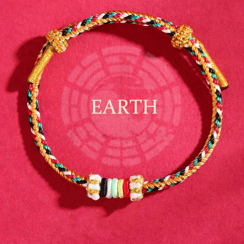 Buddha Stones Five Elements Colorful String Completeness Knot Reef Knot Braid Luck Bracelet