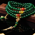 Buddha Stones 108 Beads Natural Green Agate Success Bracelet Mala