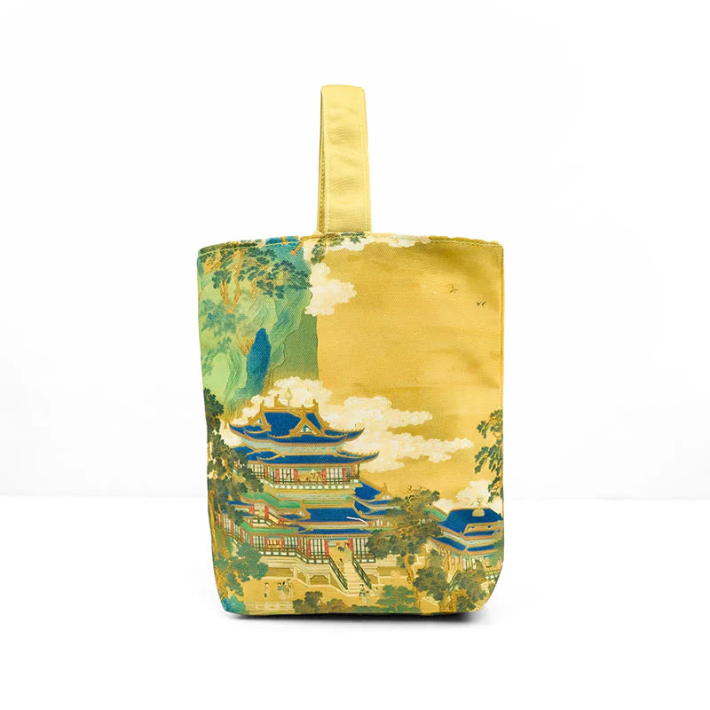 Buddha Stones Immortal Pavilions Roses Canvas Handbag
