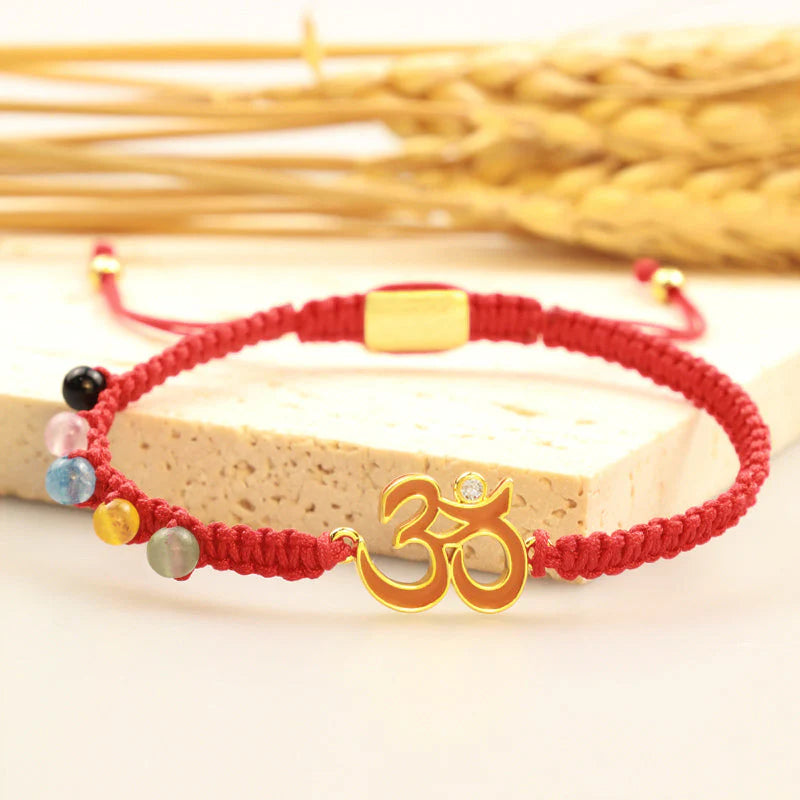 Buddha Stones Tibetan Handmade OM Mindfulness Red String Bracelet (Extra 30% Off | USE CODE: FS30)