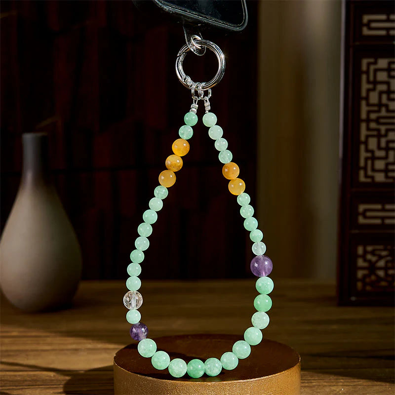 Buddha Stones Jade Beaded Prosperity Key Chain Phone Hanging Decoration