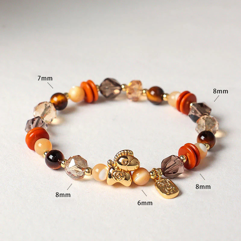 FREE Today: Fortune and Prosperity Tiger Eye Ice Obsidian Pearl Year Of The Horse Lucky Bracelet