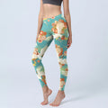 Buddha Stones Red-crowned Cranes Peony Flowers Butterfly Pattern Print Gym Leggings Women's Yoga Pants