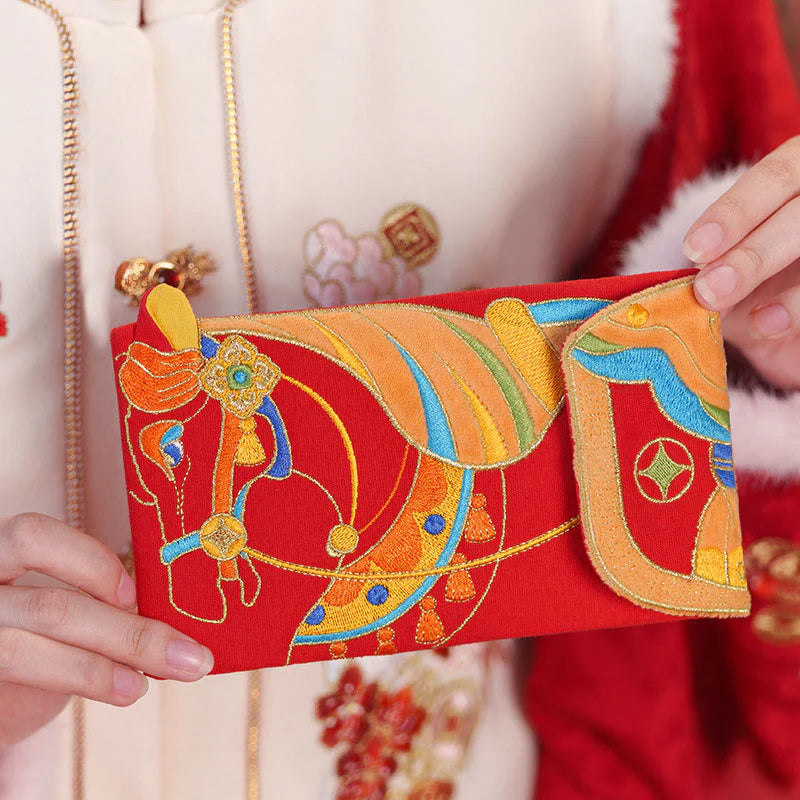 Buddha Stones Embroidery Year Of The Horse 2026 New Year Tassel Chinese Red Envelope
