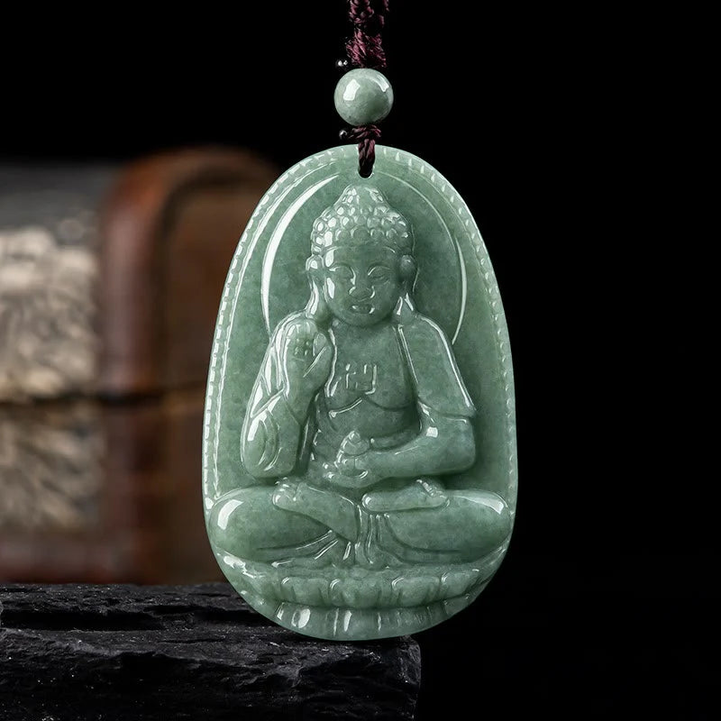 Buddha Stones Chinese Zodiac Natal Buddha Natural Jade Wealth Prosperity Necklace Pendant (Extra 30% Off | USE CODE: FS30)
