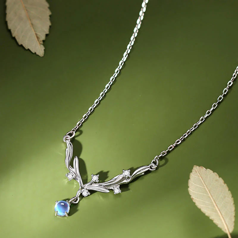 Buddha Stones 925 Sterling Silver Mistletoe Keep Away Evil Spirits Necklace Pendant