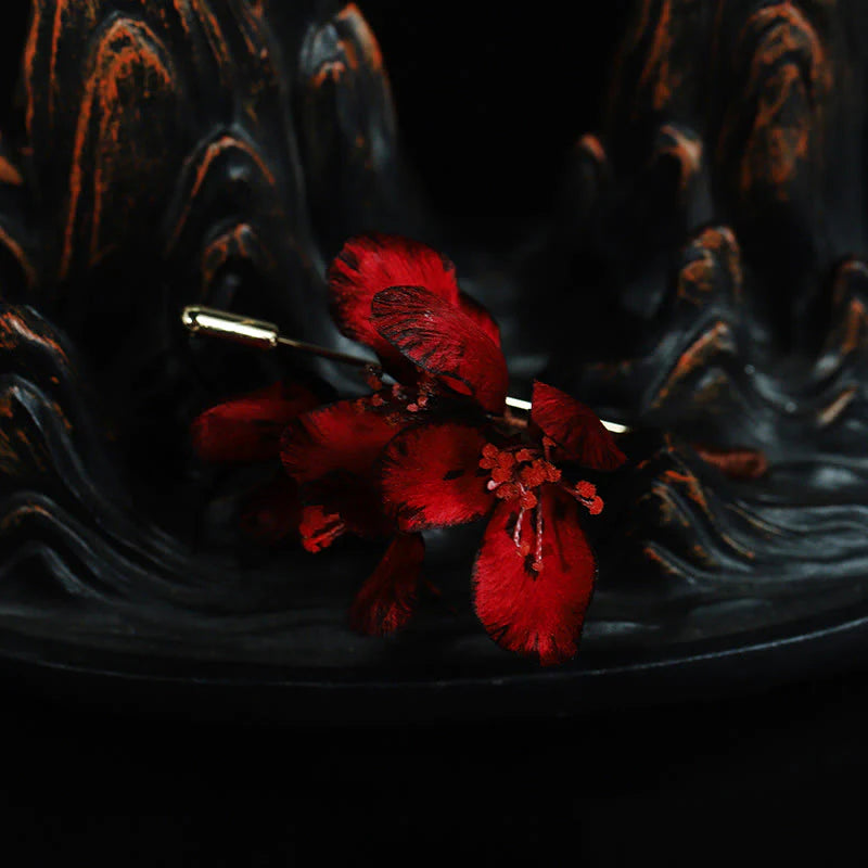 Buddha Stones Handcrafted Silk Art Cyclamen Persicum Flower Blessing Brooch