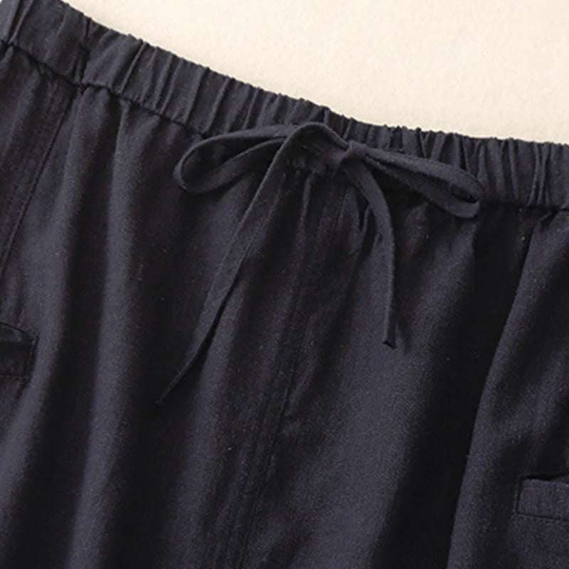 Buddha Stones Drawstring A-line Elastic Waist Cotton Women's Skirt