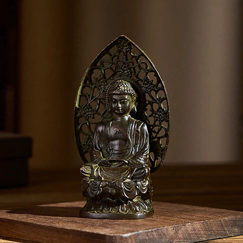 Buddha Stones Tathagata Buddha Alloy Statue Zen Home Decoration 9*4.5 cm