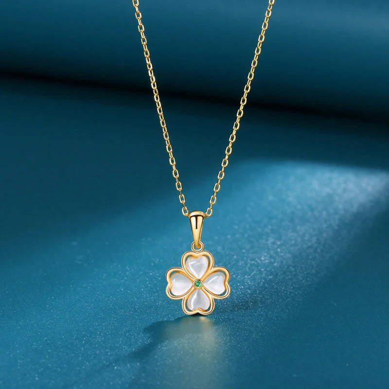 Buddha Stones 925 Sterling Silver Four Leaf Clover Chrysoberyl Cat Eye Love Necklace Pendant (Extra 35% Off | USE CODE: FS35)