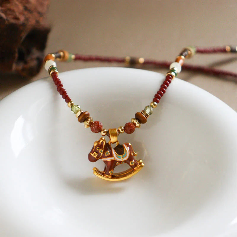 Buddha Stones Year Of The Horse Copper Tiger Eye Various Beads Balance Necklace Pendants
