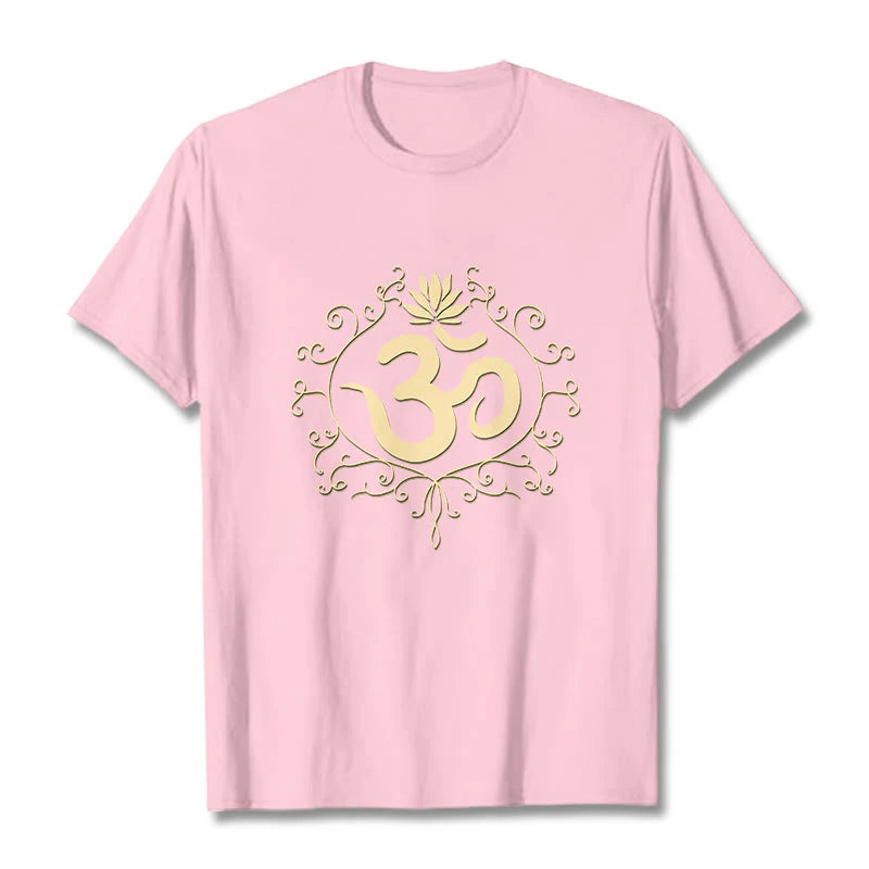 Buddha Stones Om Symbol Vines Lotus Flower Tee T-shirt