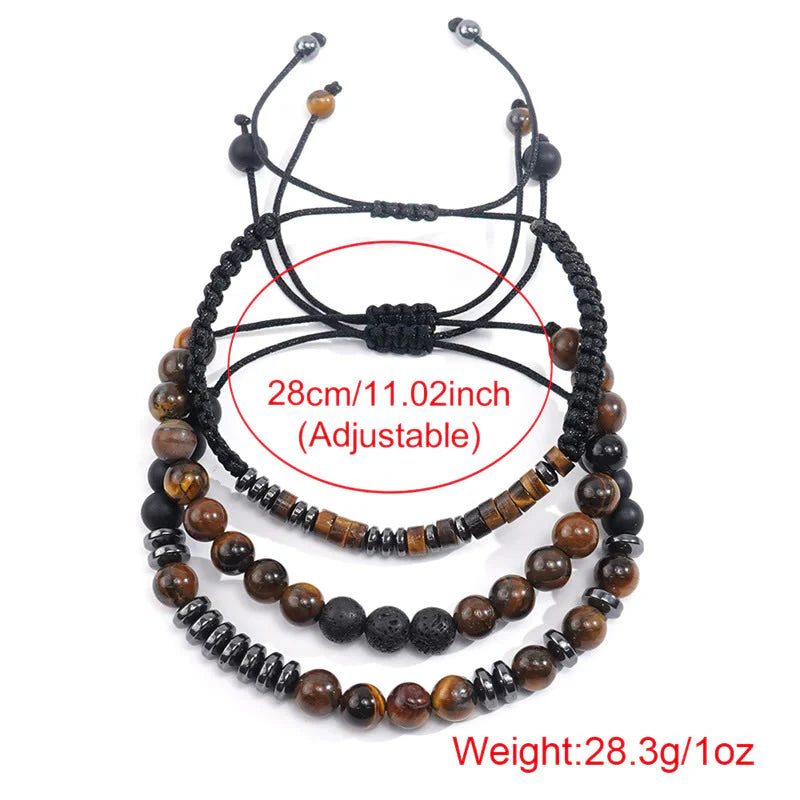 FREE Today: Protection and Strength 3Pcs Tiger Eye Lava Rock Bracelet Set