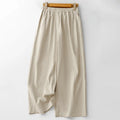 Buddha Stones Spring Commute Solid Color High Waist Women's Wide Leg Cotton Linen Pants With Pockets