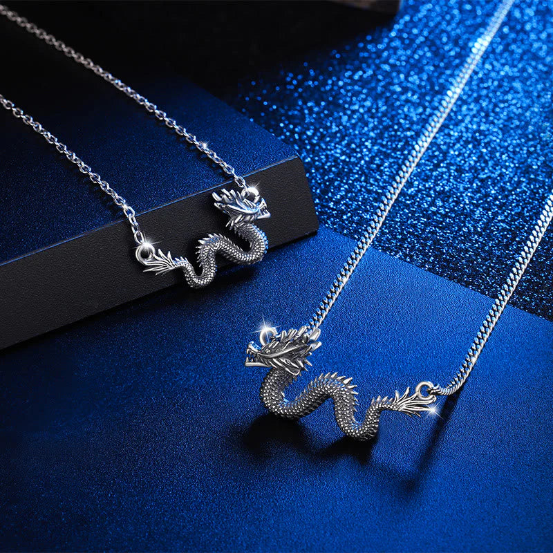 Buddha Stones 925 Sterling Silver Year Of The Dragon Auspicious Dragon Protection Chain Necklace Pendant