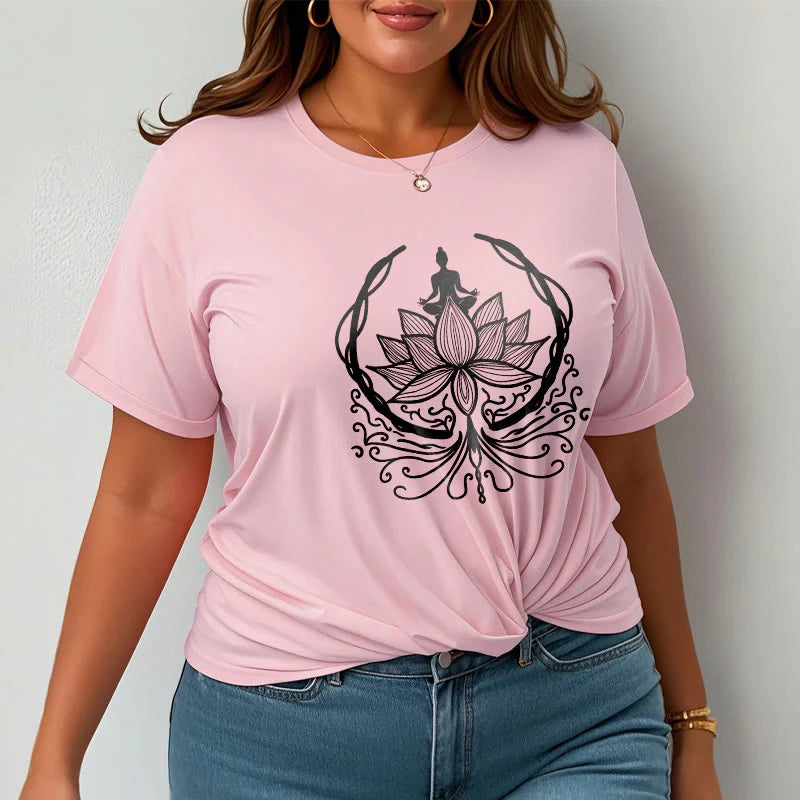 Buddha Stones Meditation Buddha Seated Inside A Lotus Flower Tee T-shirt