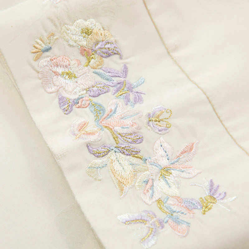 Buddha Stones Fall Flower Embroidery Frog-Button Design Long Sleeve Women's Jacket