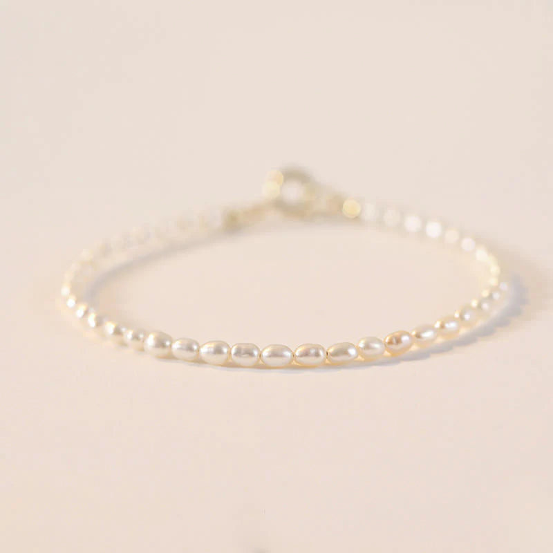 Buddha Stones 2mm Natural Pearl Ultra-thin Beads 14k Gold Plated Copper Wisdom Bracelet